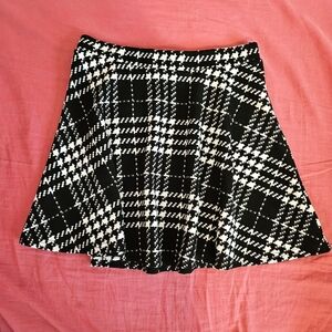 Black And White A-line Plaid Skirt